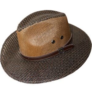 Woven Hat in Brown and Tan